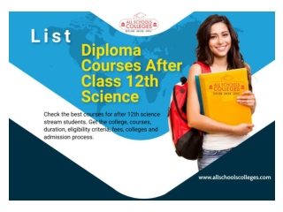 List Diploma Courses After Class 12th Science