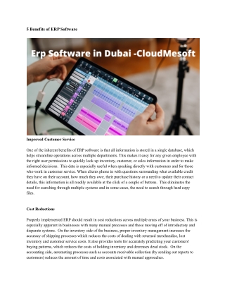 Erp Software in Dubai -CloudMesoft