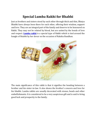 Special Lumba Rakhi for Bhabhi