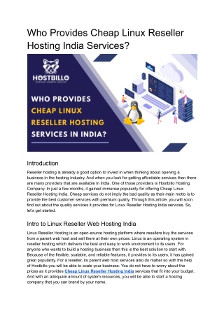 Who Provides Cheap Linux Reseller Hosting Services in India?