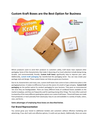 Why Custom Kraft Boxes are the Best Option for Business?