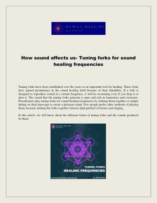 How sound affects us- Tuning forks for sound healing frequencies