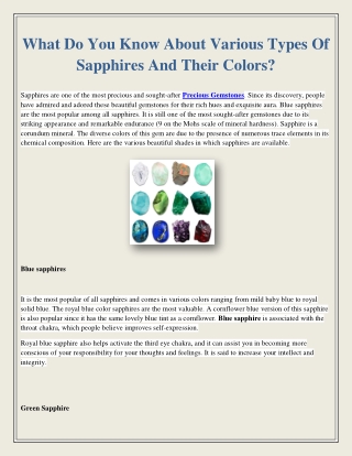 What Do You Know About Various Types Of Sapphires And Their Colors?