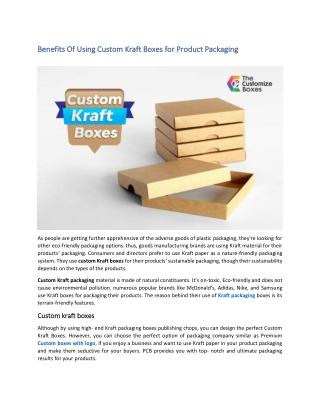 Benefits Of Using Custom Kraft Boxes for Product Packaging