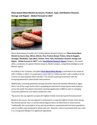 Global Plant-based Meat Market Research Report 2022-2027