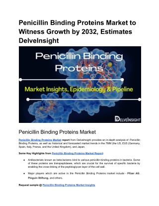 Penicillin Binding Proteins Market Inisghts and Epidemiology Forecast