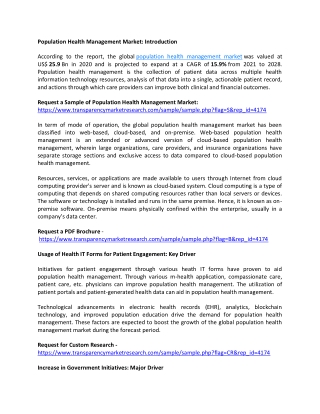Population Health Management Market : Lucrative Opportunities