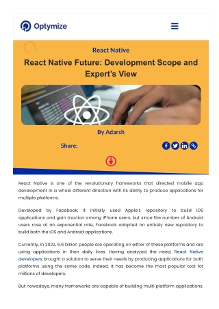 React Native Future: Development Scope and Expert’s view | Optymize