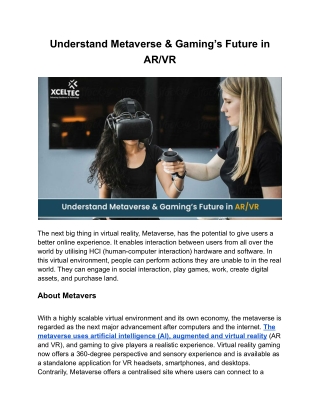 Understand Metaverse & Gaming’s Future in AR_VR