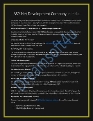 ASP. Net Development Company In India