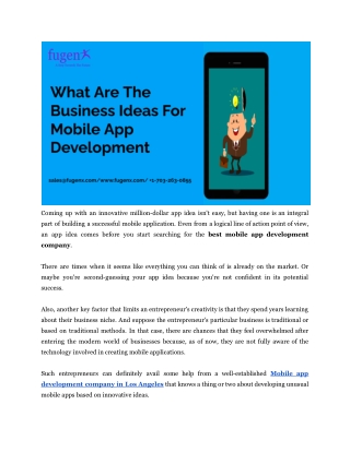 What Are The Business Ideas For Mobile App Development