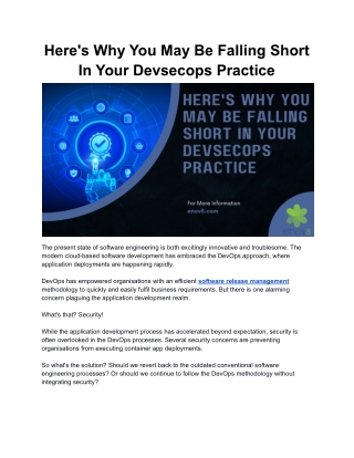 Here's Why You May Be Falling Short In Your Devsecops Practice