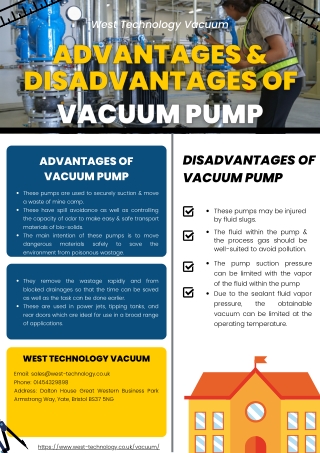 Advantages and Disadvantages of Vacuum Pump