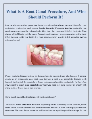What Is A Root Canal Procedure, And Who Should Perform It?
