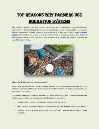 Top Reasons Why Farmers Use Irrigation Systems
