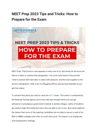 NEET Prep 2023 Tips and Tricks_ How to Prepare for the Exam