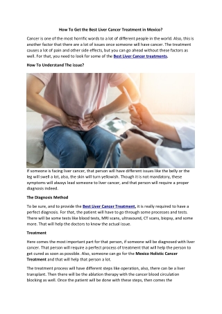 How To Get the Best Liver Cancer Treatment in Mexico