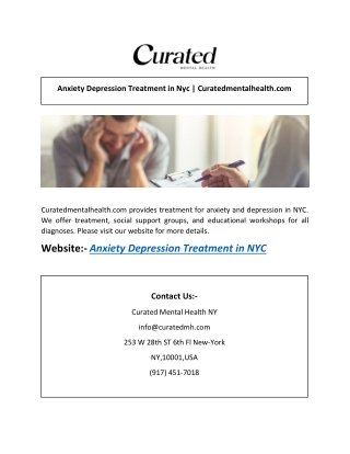 Anxiety Depression Treatment in Nyc | Curatedmentalhealth.com