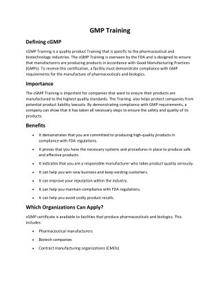 GMP Training