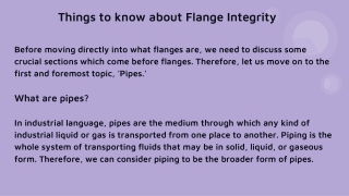 Things to know about Flange Integrity