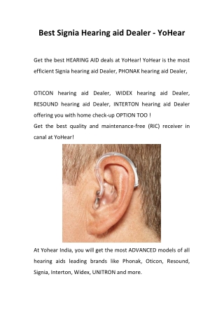 Best Signia hearing aid Dealer - YoHear