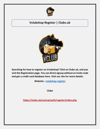 Vclubshop Register | Clubv.uk