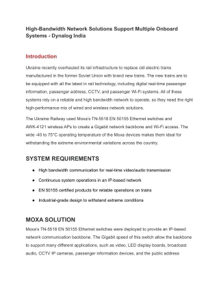 High-Bandwidth Network Solutions Support Multiple Onboard Systems - Dynalog India