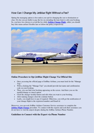 How Can I Change My Jetblue flight Without a Fee