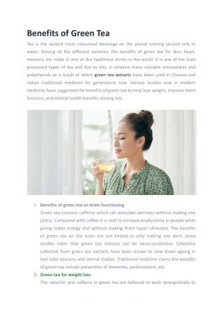 Benefits of Green Tea