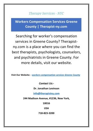 Workers Compensation Services Greene County | Therapist-ny.com