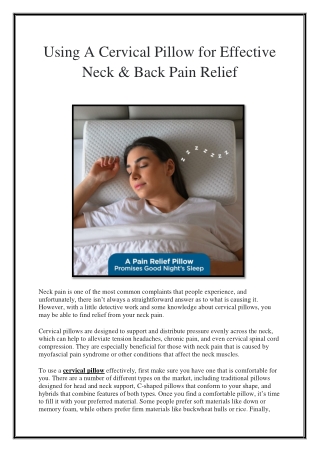 Using A Cervical Pillow for Effective Neck