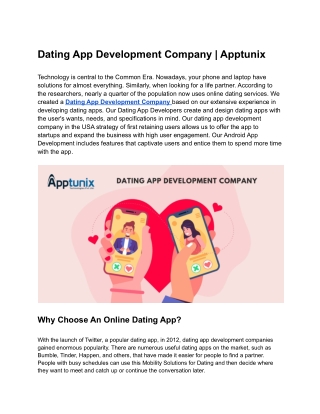 Dating App Development Company | Apptunix