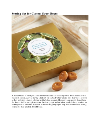 Storing tips for Custom Sweet Boxes