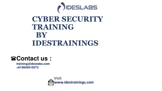 Cyber Security Training online by IDES TRAININGS