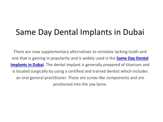 Same Day Dental Implants in Dubai