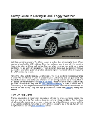 Safety Guide to Driving in UAE Foggy Weather