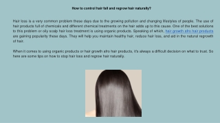 How to control hair fall and regrow hair naturally_