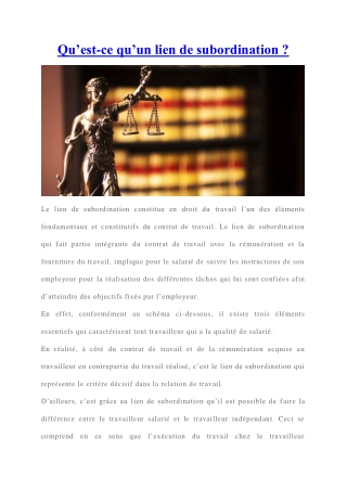 Lien de subordination : présentation | code de travail