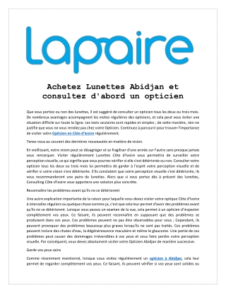 Achetez Lunettes Abidjan et consultez d'abord un opticien