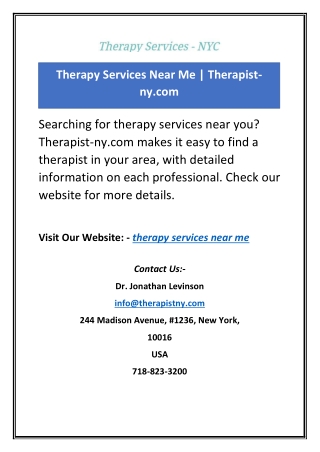 Therapy Services Near Me | Therapist-ny.com