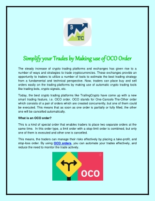 Simplify your Trades by Making use of OCO Order