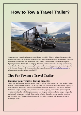 Steps For Towing a Travel Trailer