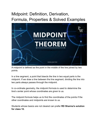 Midpoint_ Definition, Derivation, Formula, Properties & Solved Examples