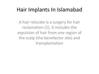 Hair Implants In Islamabad