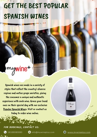 Get The Best Popular Spanish Wines