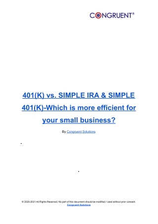 401(K) vs. SIMPLE IRA & SIMPLE 401(K)-Which is more efficient for your small business