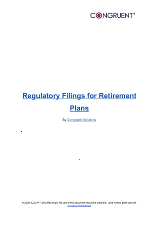 Regulatory Filings for Retirement Plans