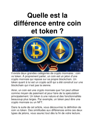 Coin et Token : guide complet