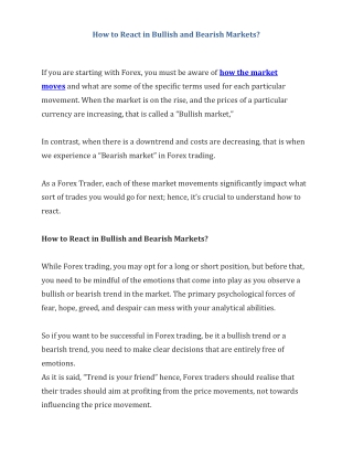 How to React in Bullish and Bearish Markets