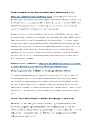 Middle East and Africa Inorganic Scintillators Market to Reach USD 10.29 million by 2028